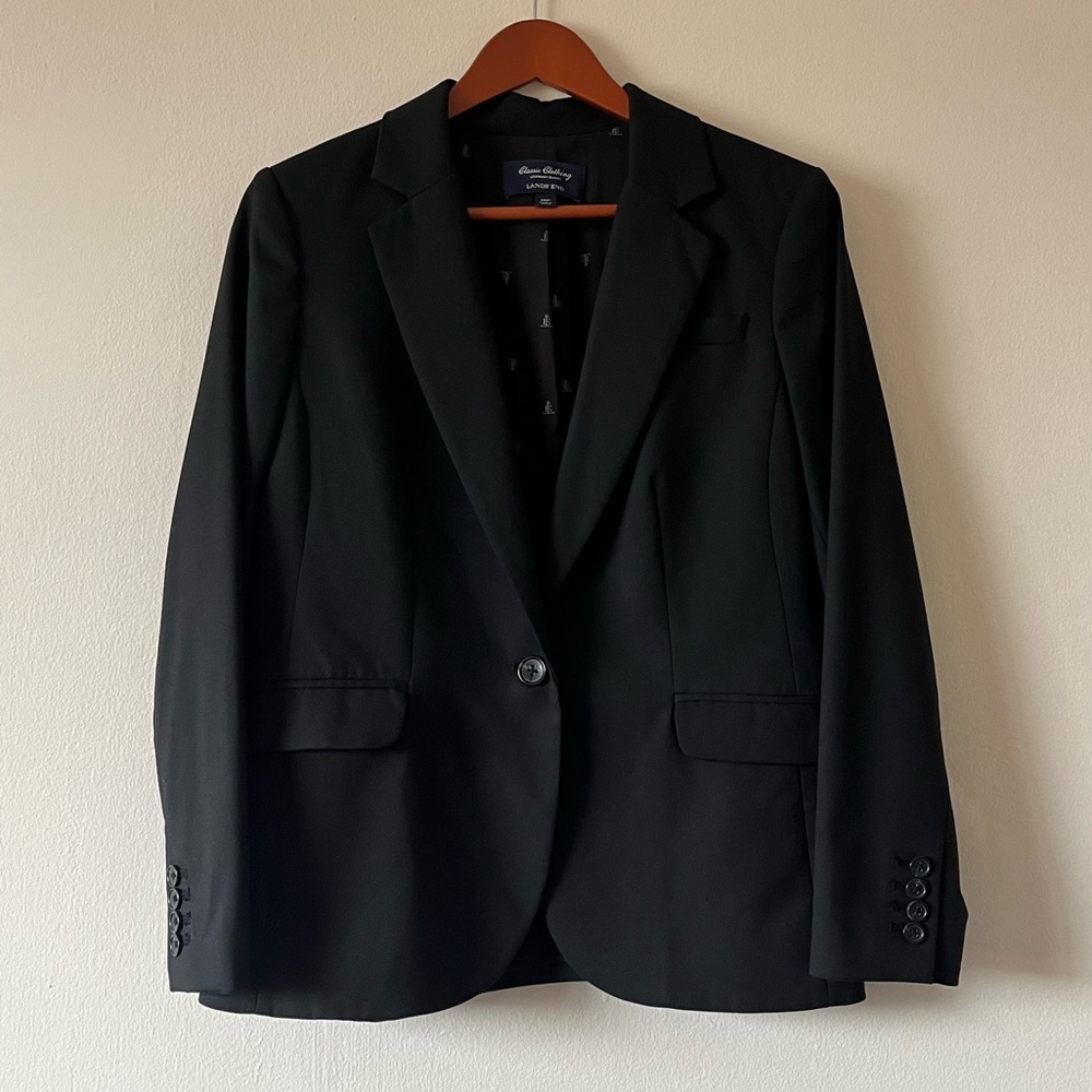 Lands End Classic Black Blazer, size 10 petite